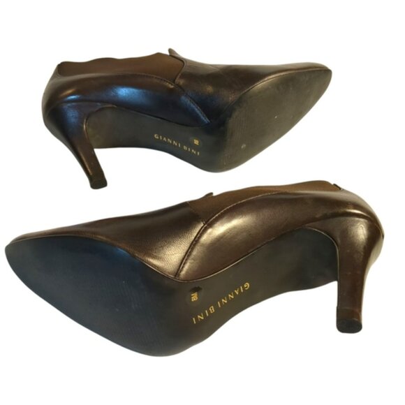 GIANNI BINI Chocolate Brown Leather Heels / Booties Size 8M - Picture 4 of 4